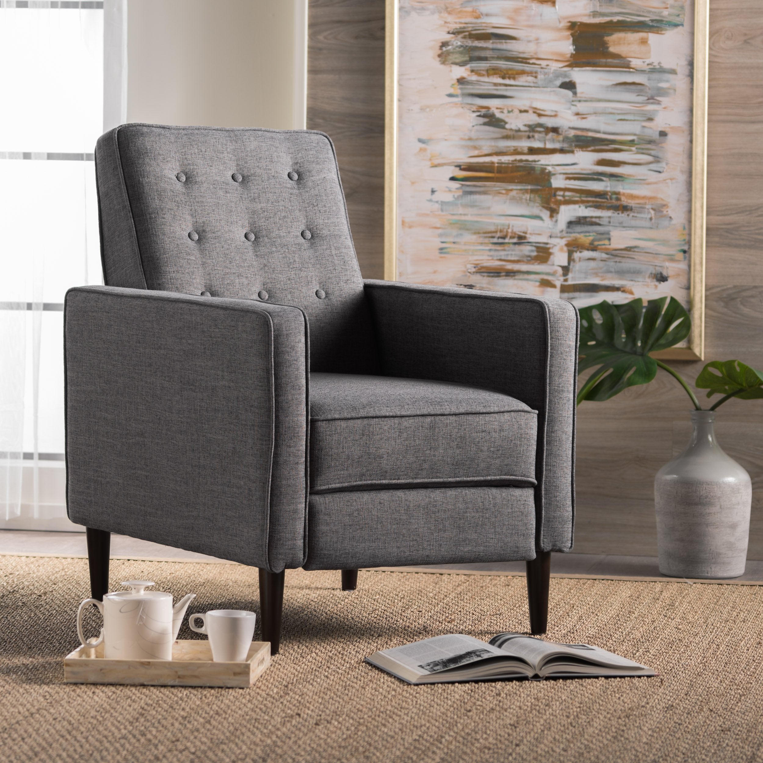 mid century modern tufted back fabric recliner nh495003 mid century modern tufted back fabric recliner nh495003