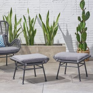 outdoor modern boho wicker ottoman (set of 2) nh054013