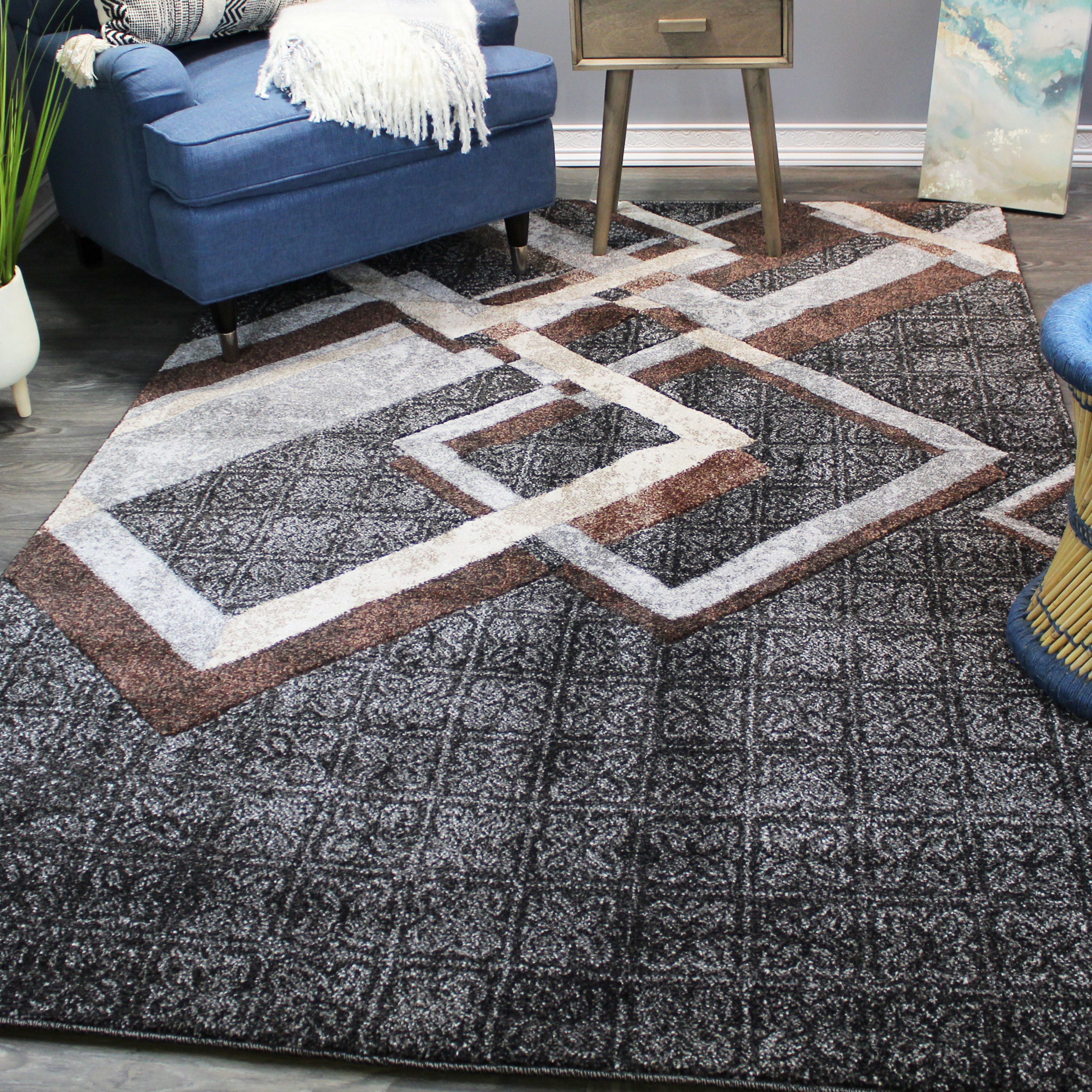 natural geo jasmine modern diamond abstract black/brown area rug natural geo jasmine modern diamond abstract black/brown area rug